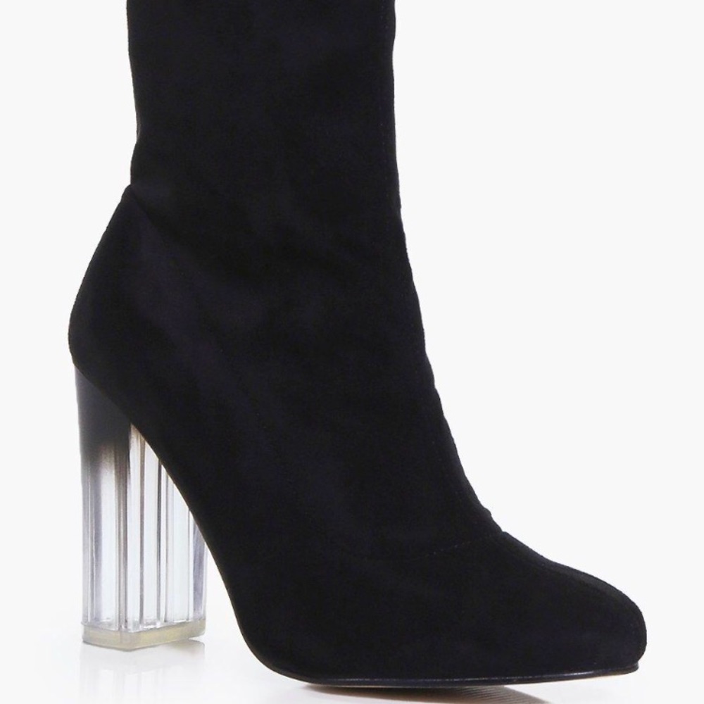 Black sock boot with perplex heel